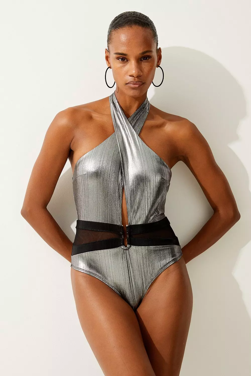 Cross neck swimsuit on sale